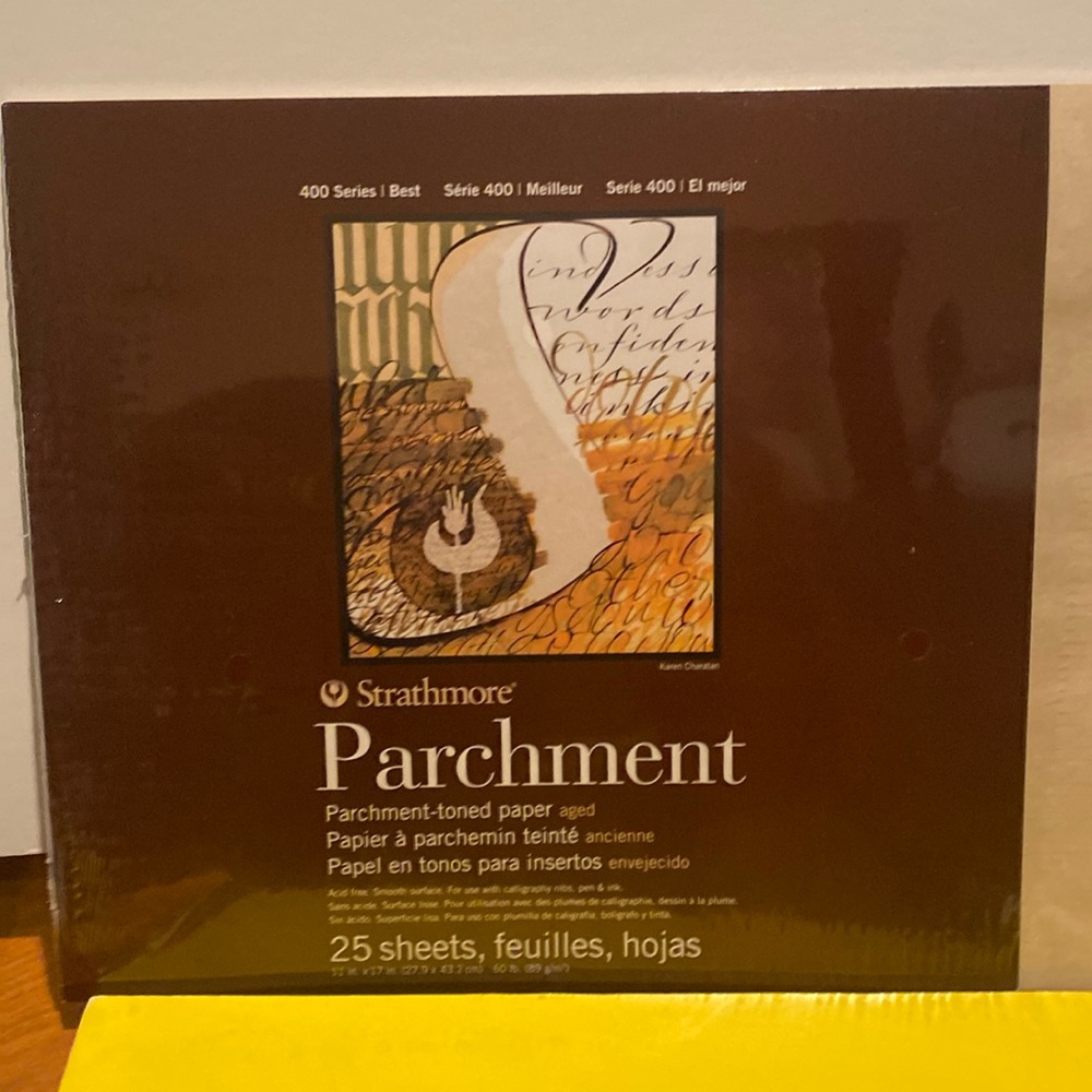 NWT & Vintage Strathmore Parchment-toned (aged) Paperback, 25 sheets, 11”x17”